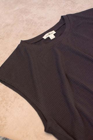 Charcoal Ribbed Crop