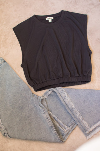 Charcoal Ribbed Crop